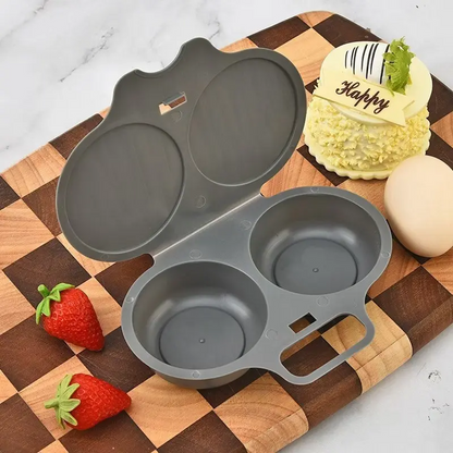 Dark Gray 2-Cavity Microwave Egg Poacher with Lid