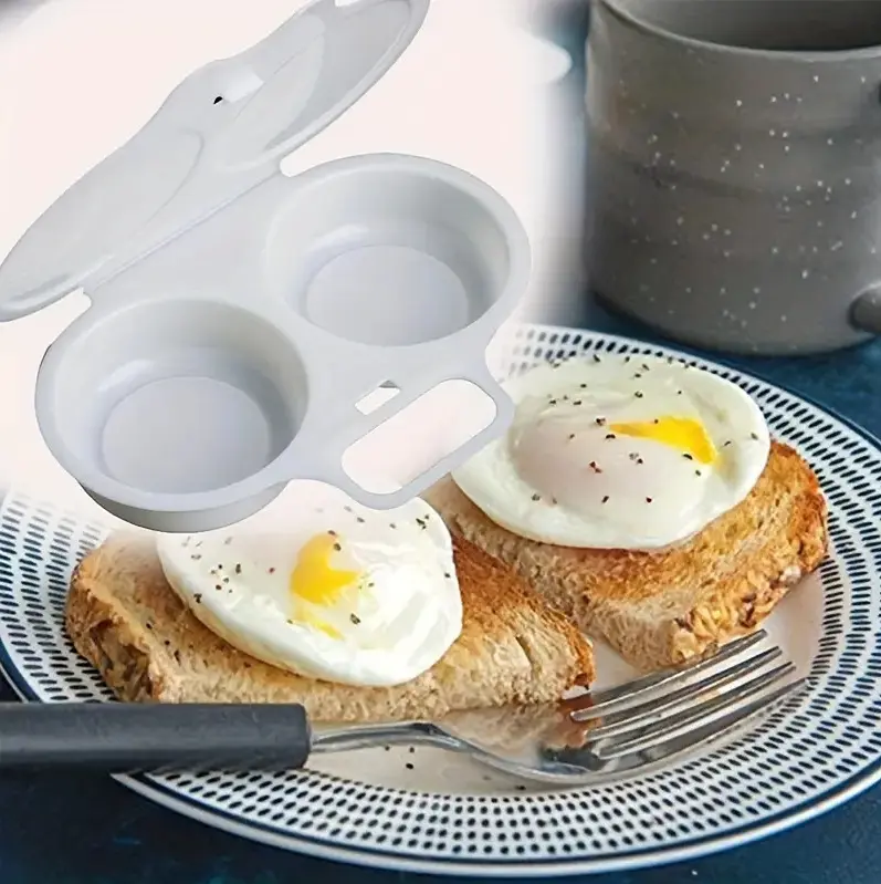 Dark Gray 2-Cavity Microwave Egg Poacher with Lid